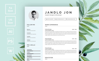 Jandlo Jon Modern Clean Resume Template