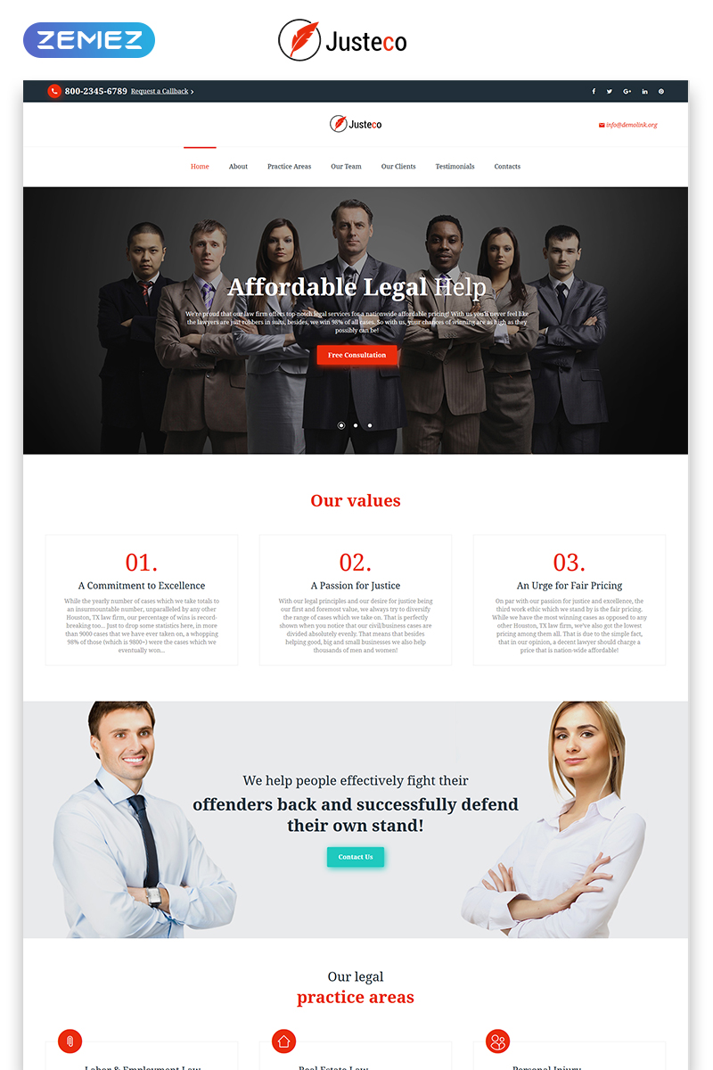 Justeco - Fancy Law Firm HTML №73451 - скриншот