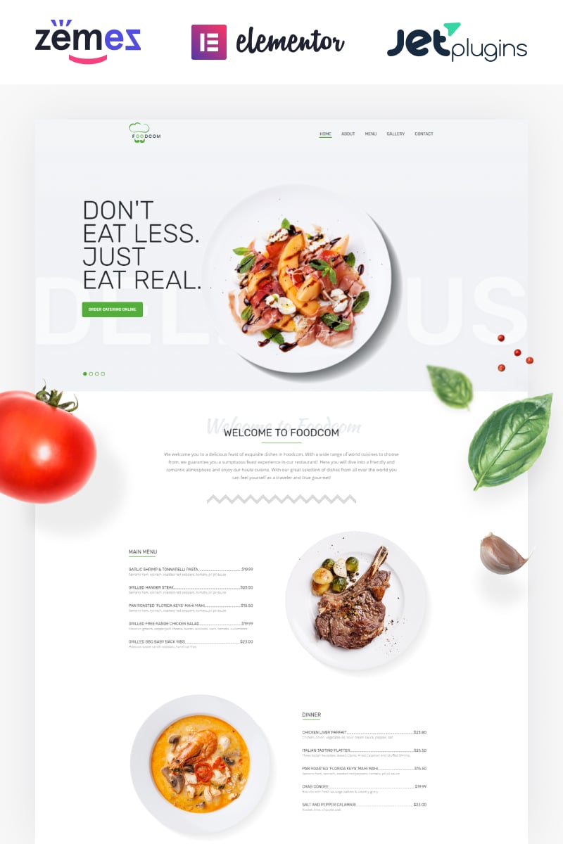 Responzivní WordPress motiv "Foodcom - Restaurant Elementor" #73453