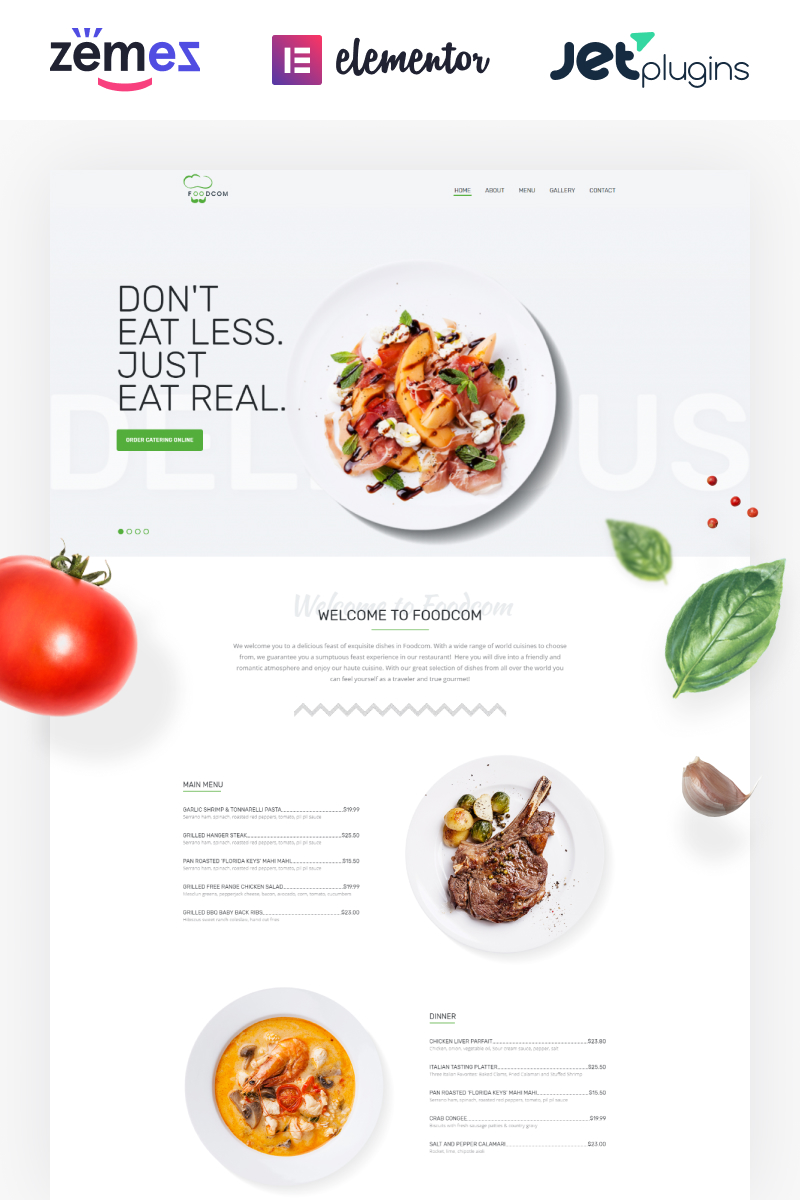 Reszponzív Foodcom - Restaurant Elementor WordPress sablon 73453