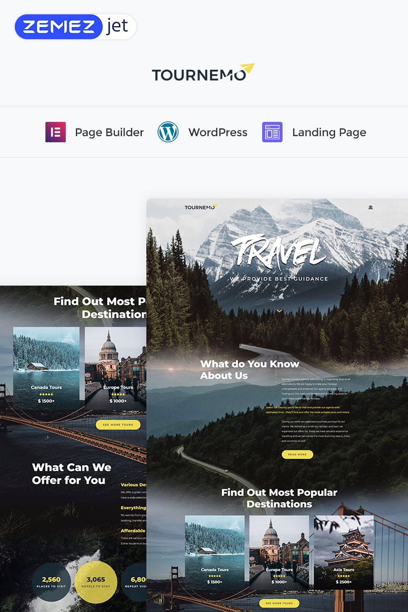 Tournemo - Travel Elementor WordPress Landing Page Template