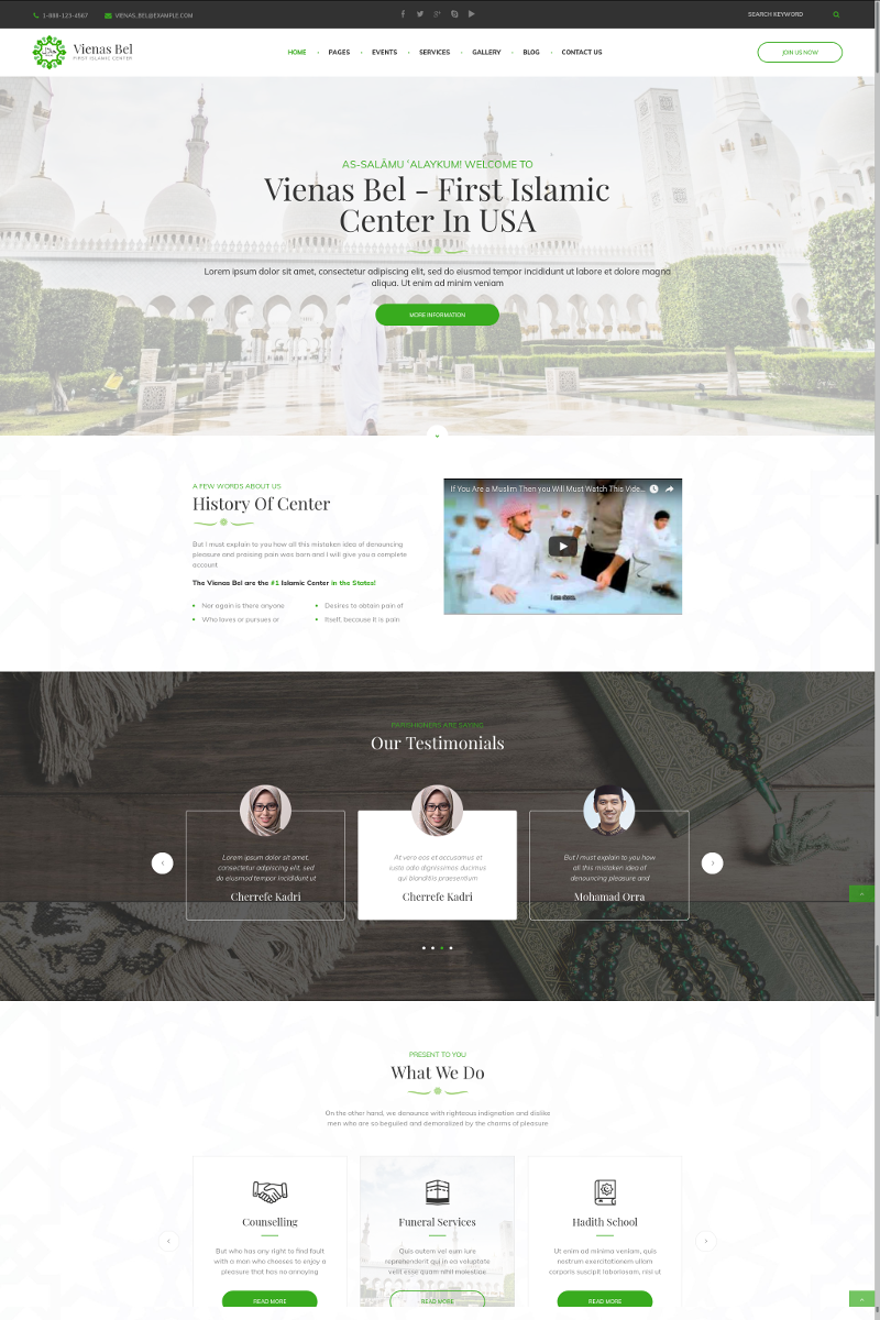 WordPress Theme namens "VienasBel - Islamic Religious & Cultural Center" #73432