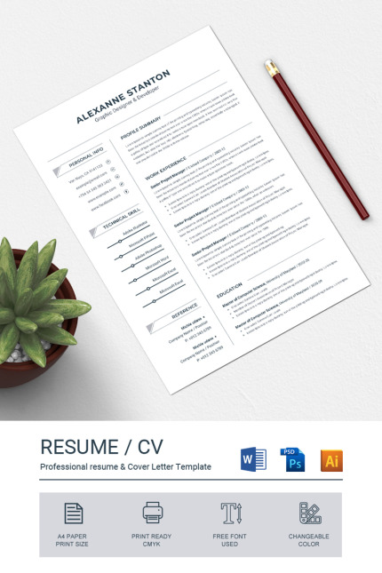 Template #73569 Clean Resume Webdesign Template - Logo template Preview