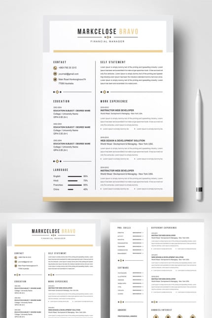 Template #73586 Resume Creative Webdesign Template - Logo template Preview