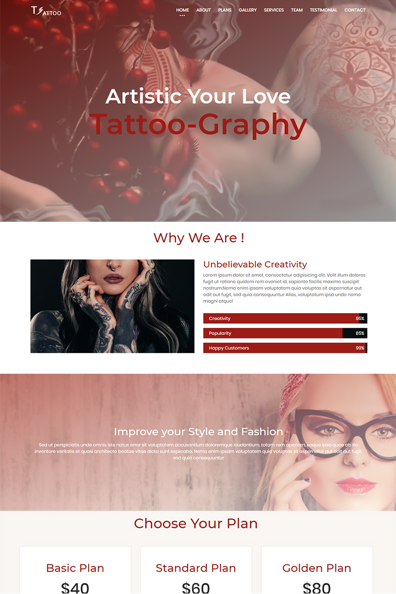 Tattoo Landing Page Template