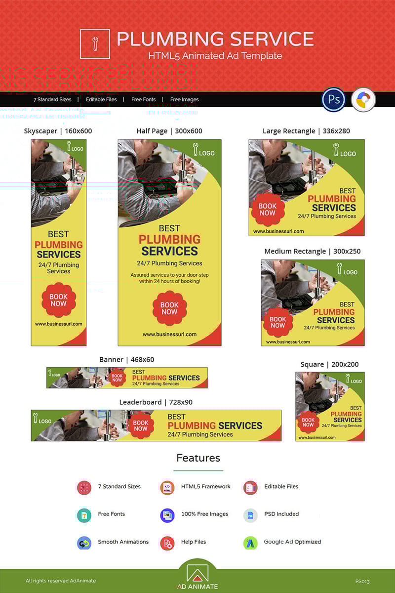 Animated Banner "Professional Services | Plumbing Service Ad" #73564 - screenshot