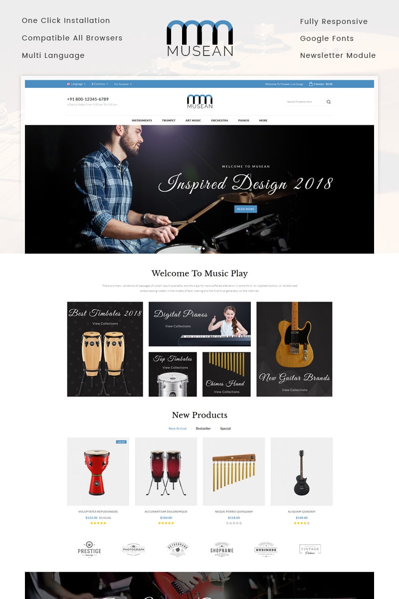 Musean - Musical Store OpenCart Template