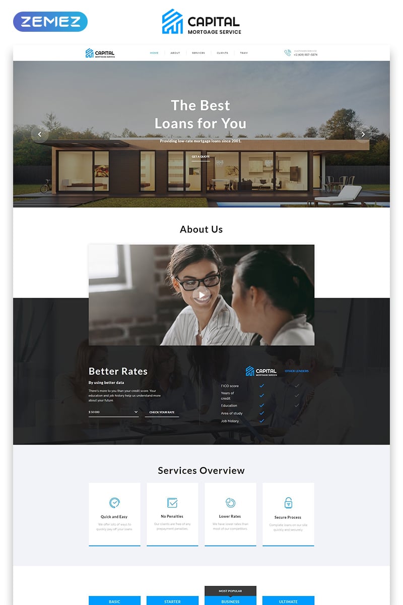 Plantilla Para Página De Aterrizaje "Capital - Solid Mortgage Company HTML" #73581 - captura de pantalla