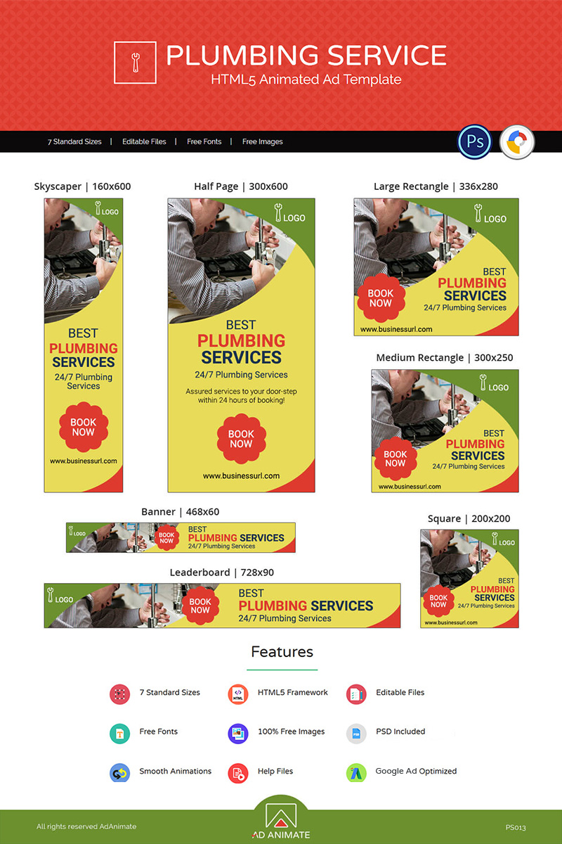 "Professional Services | Plumbing Service Ad" Animated Banner #73564 - 截图