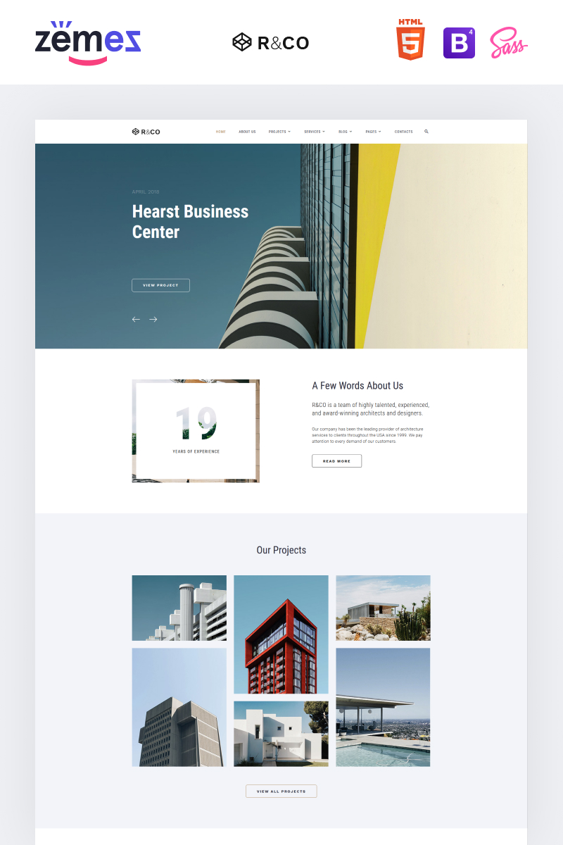 "R&CO - Architecture & Construction Multipage HTML" modèle web adaptatif #73540