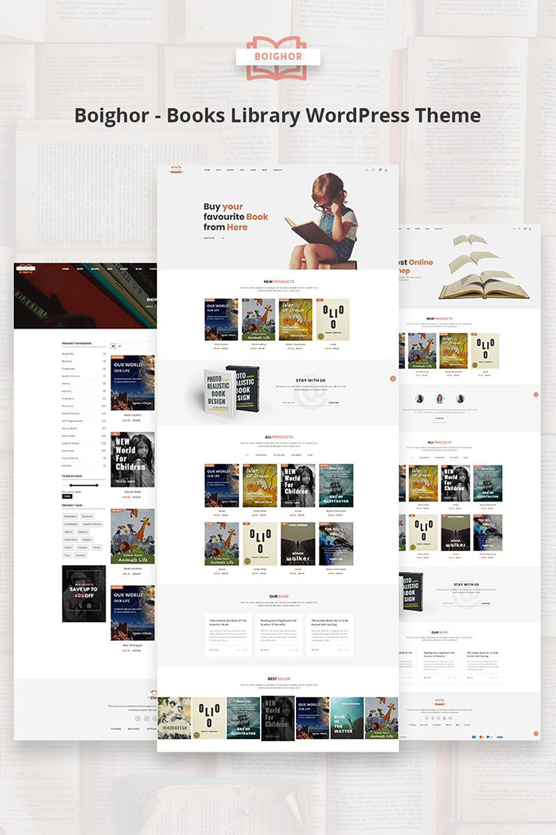 WooCommerce Theme namens "Boighor - Books Library" #73590