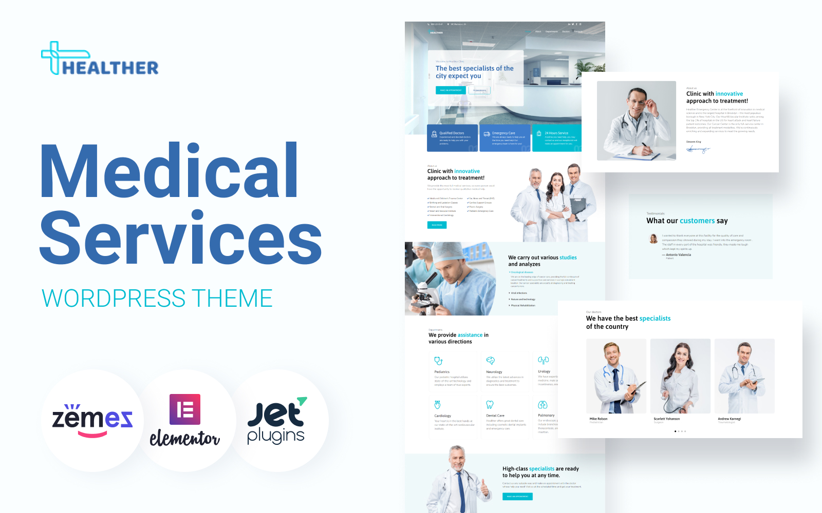 Healther - Medical Services WordPress Elementor Theme WordPress Theme