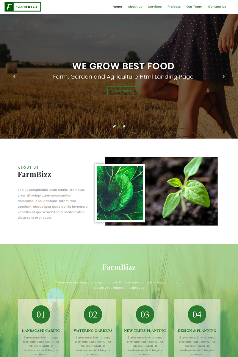 FarmBizz - Organic Food & Eco Farm HTML Template Landing Page Template