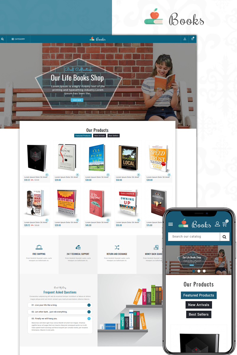 "Books Sales Store" 响应式PrestaShop模板 #73607 - 截图