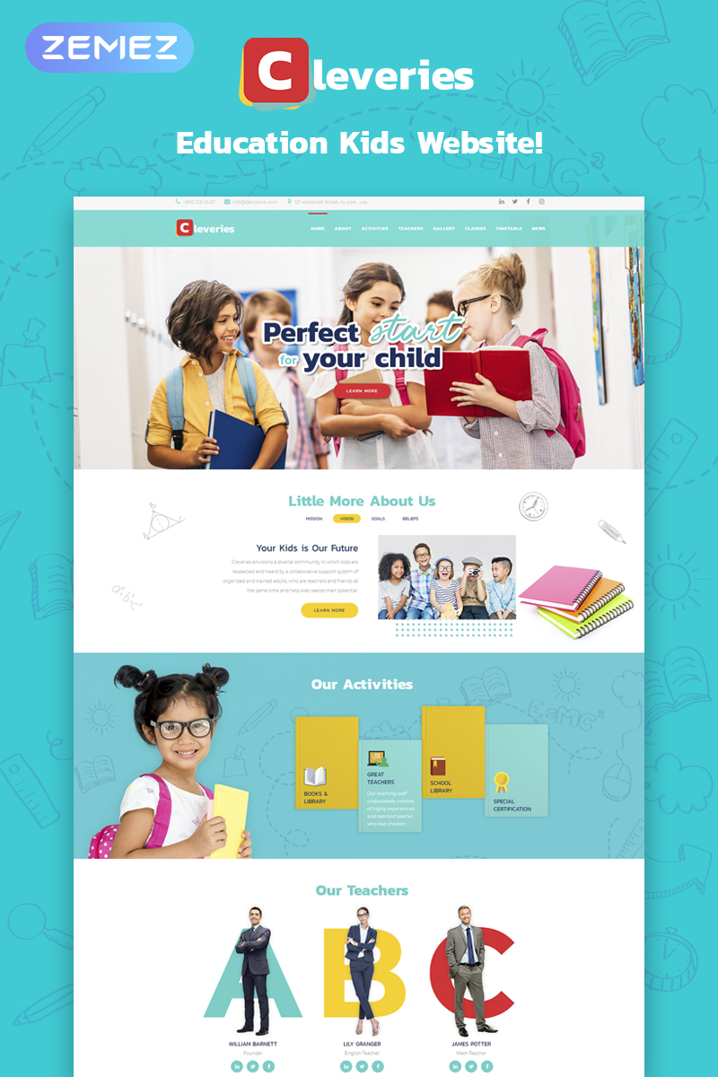 "Cleveries - Education Kids Elementor" - адаптивний WordPress шаблон №73689