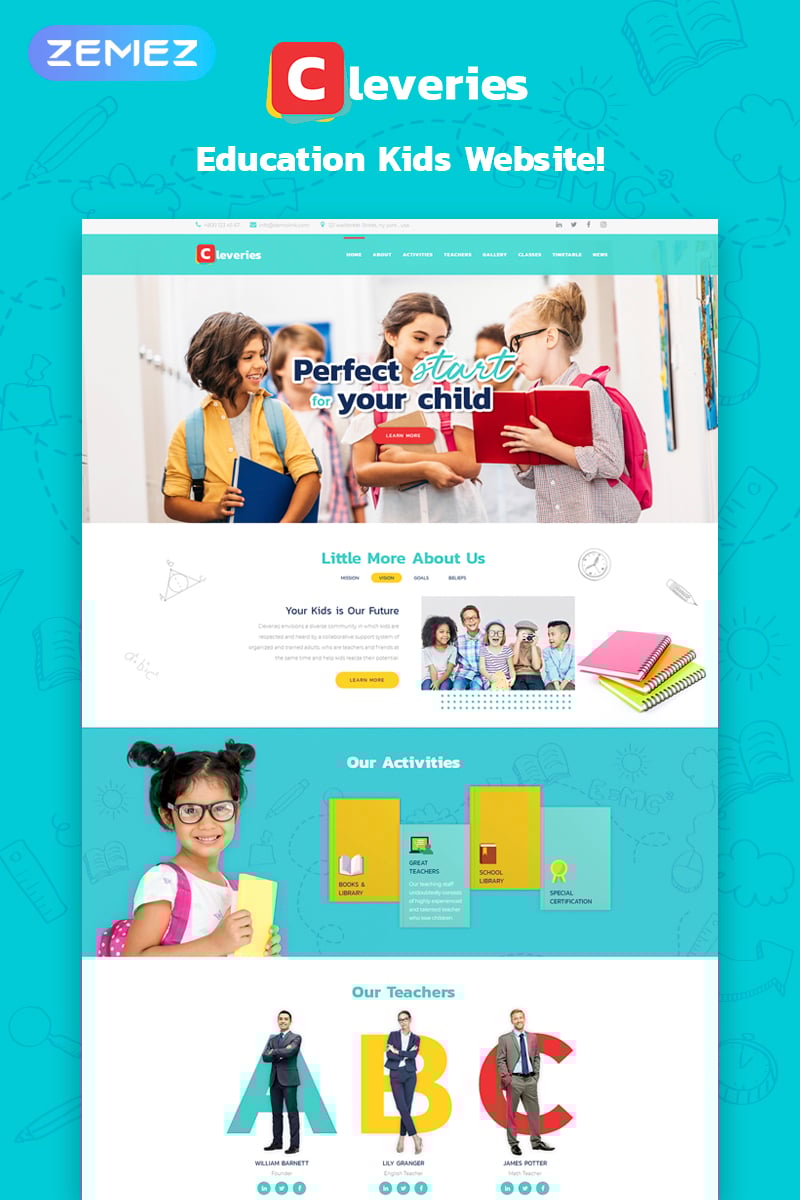 Cleveries - Education Kids Elementor Tema WordPress №73689
