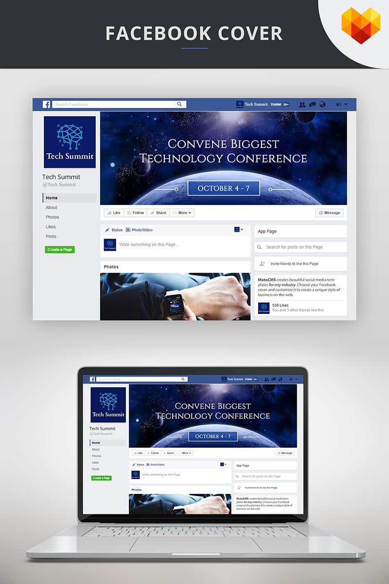 Medios Sociales "Conference Editable Timeline Cover For Facebook" #73698 - captura de pantalla