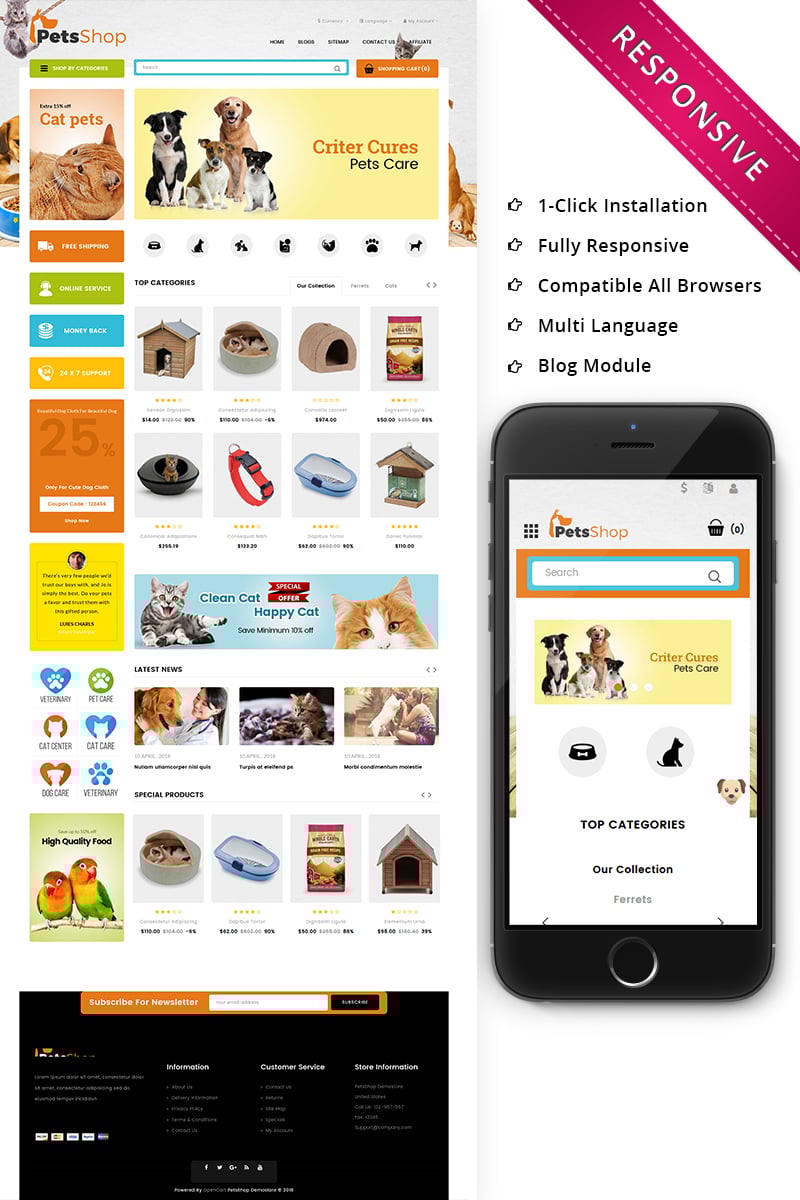 Petsshop Responsive OpenCart Template - screenshot