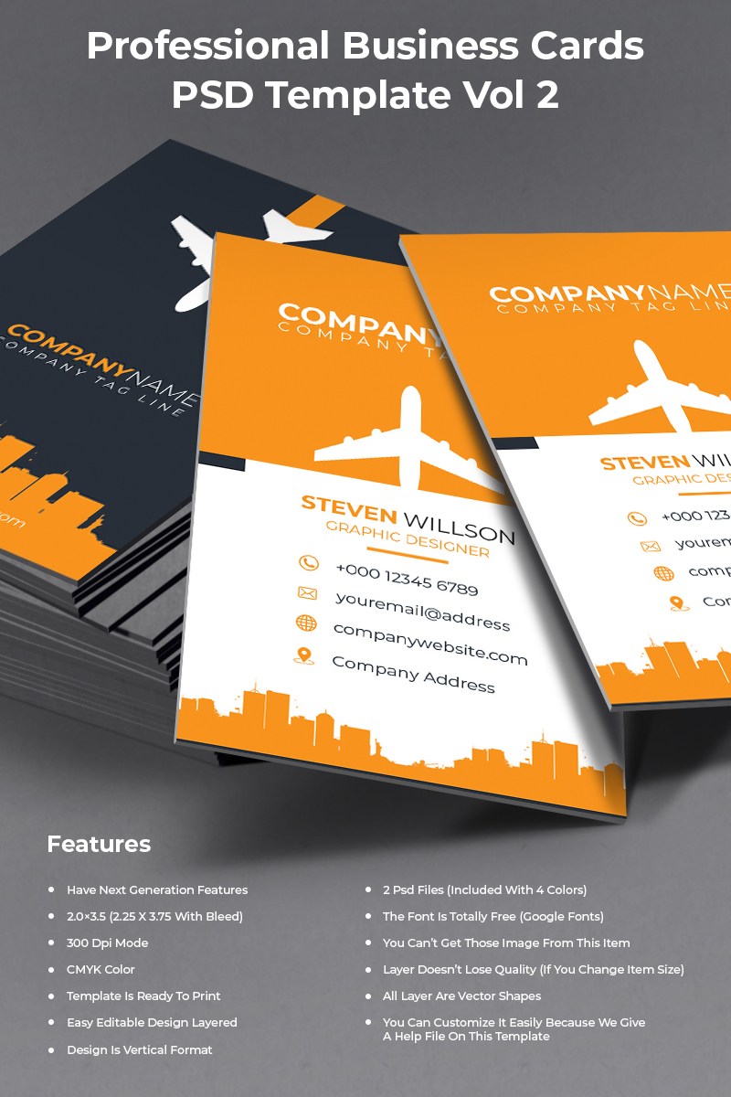 Professional Business Cards PSD Template #73615