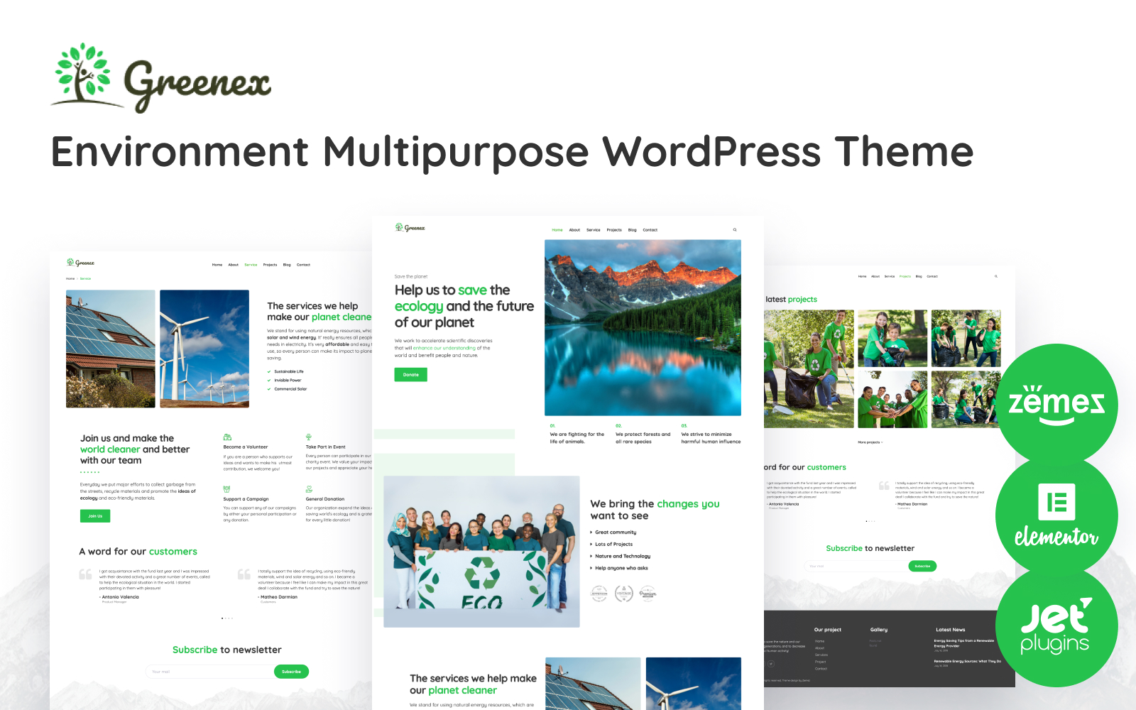 Greenex - Environment Multipurpose WordPress Elementor Theme WordPress Theme