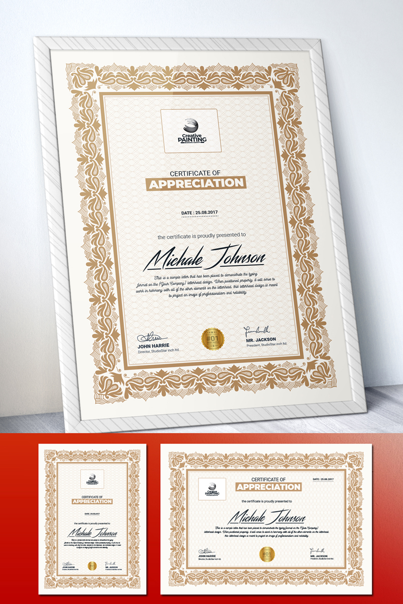 "Michale Johnson | Multipurpose Design" modèle de certificat Premium #73708