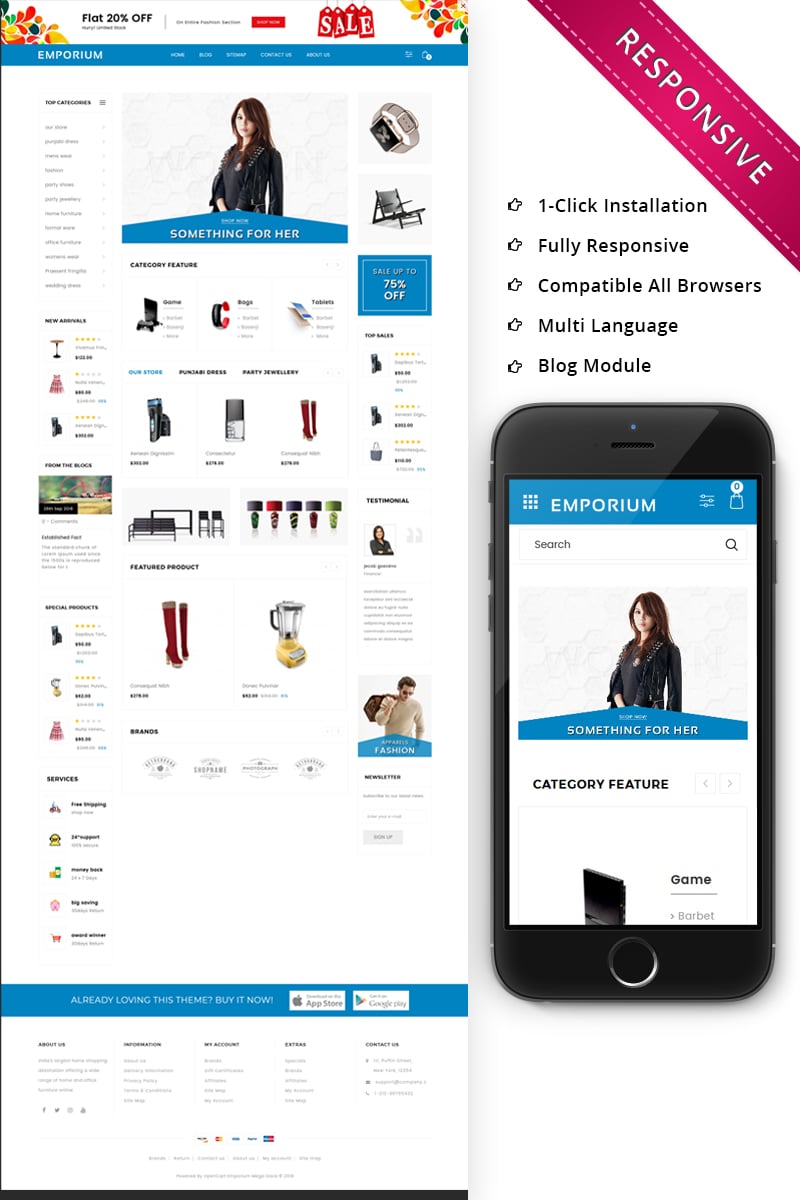 Responsive Emporium - Mega Store Responsive Opencart #73745