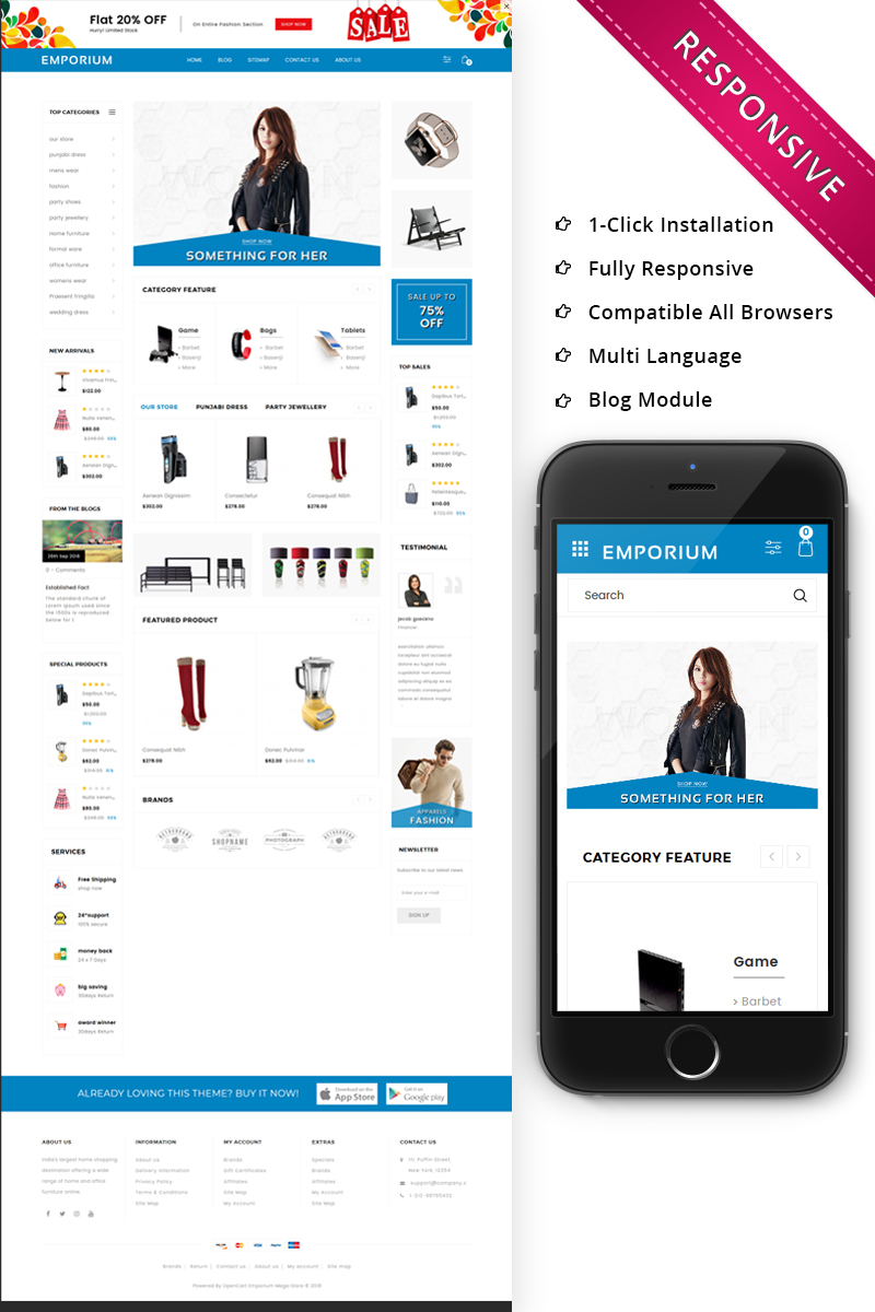 Reszponzív Emporium - Mega Store Responsive OpenCart sablon 73745