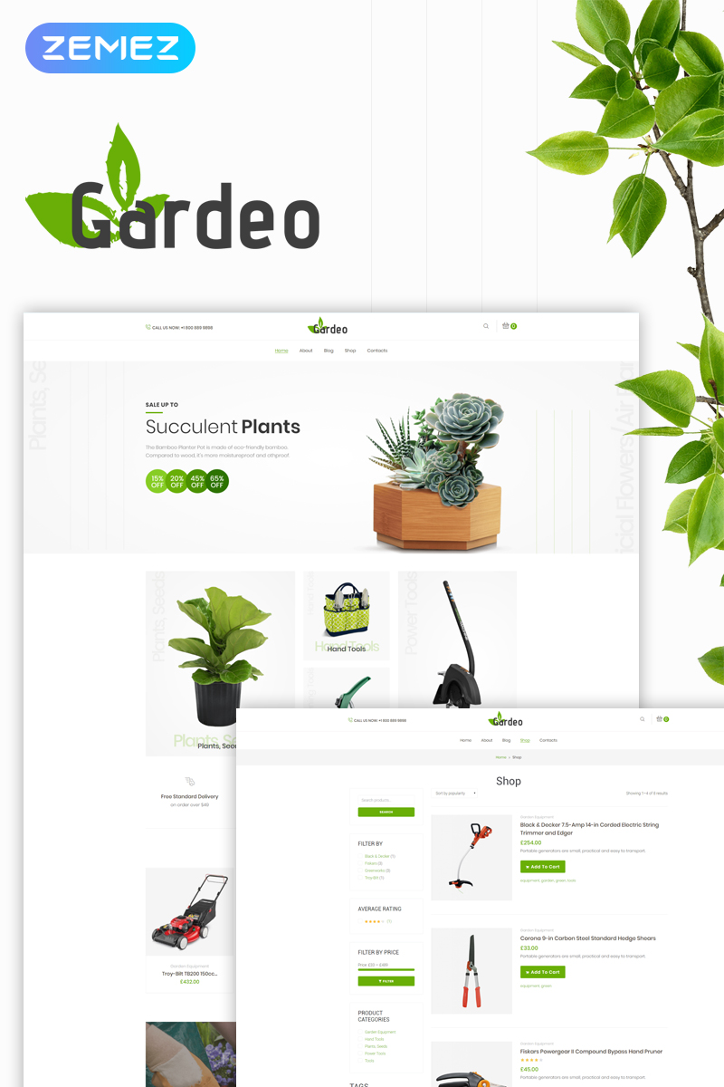 WooCommerce Theme namens "Gardeo - Garden Equipment Elementor" #73727