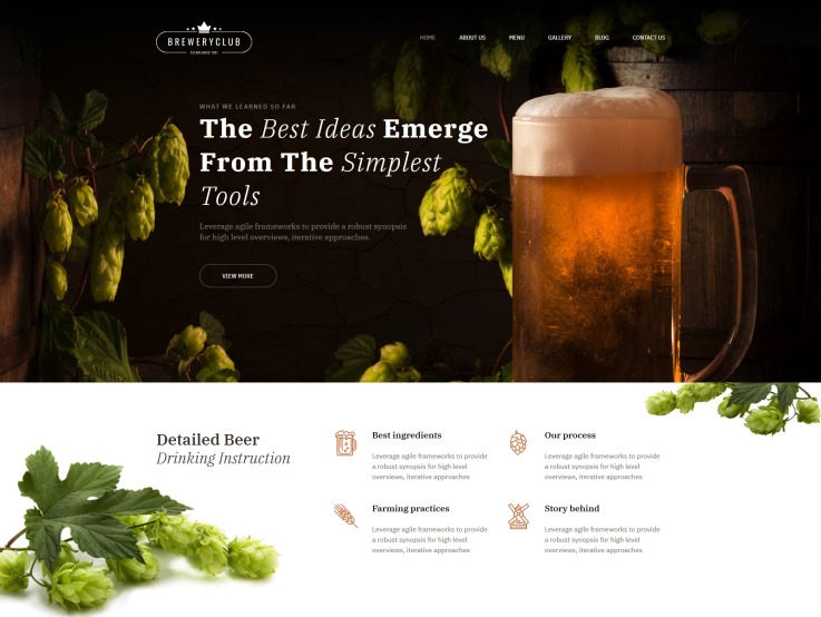 Brewery Website Design for Craft Beer Pubs | TemplateMonster