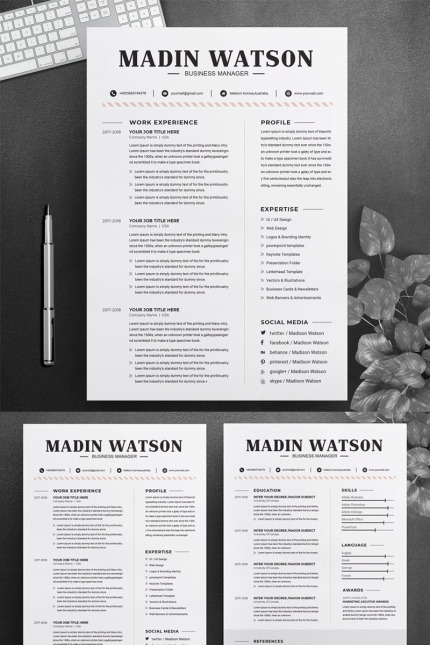 Template #73843 Page Resume Webdesign Template - Logo template Preview