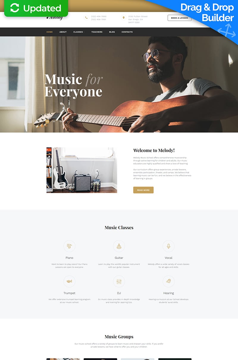 Melody - Music School Moto CMS 3 Template - screenshot