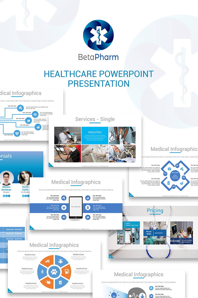 PowerPoint šablona "BetaPharm Healthcare PPT Slides" #73809