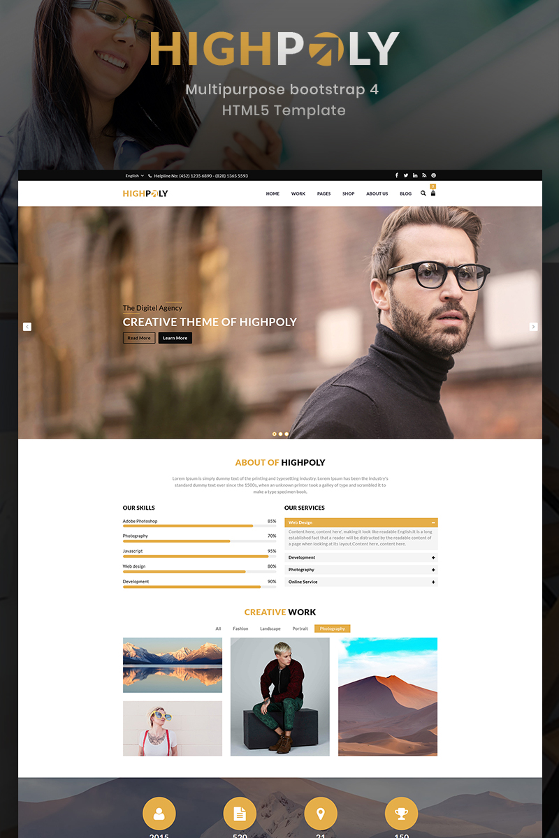 Responsive Highpoly - Responsive Multipurpose E-Commerce Web Sitesi #73875 - Ekran resmi