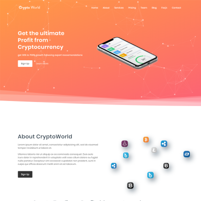 Шаблон посадочной страницы "CyrptoWorld - Bitcoin trading" #73873