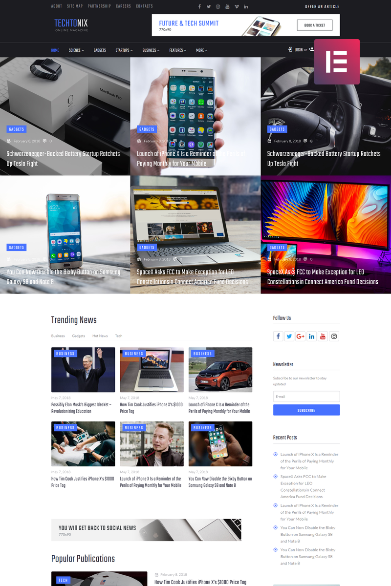 Techtonix - Tech Blog Elementor №73855