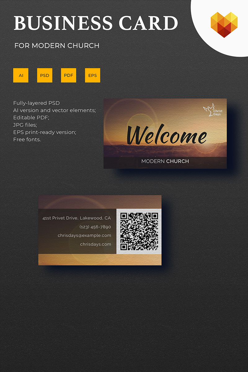 Church Business Card Design Corporate Ideny Template 73998 Business Card Design Corporate Ideny