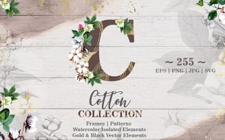 Cotton Collection EPS, PNG, JPG, SVG Set - Illustration