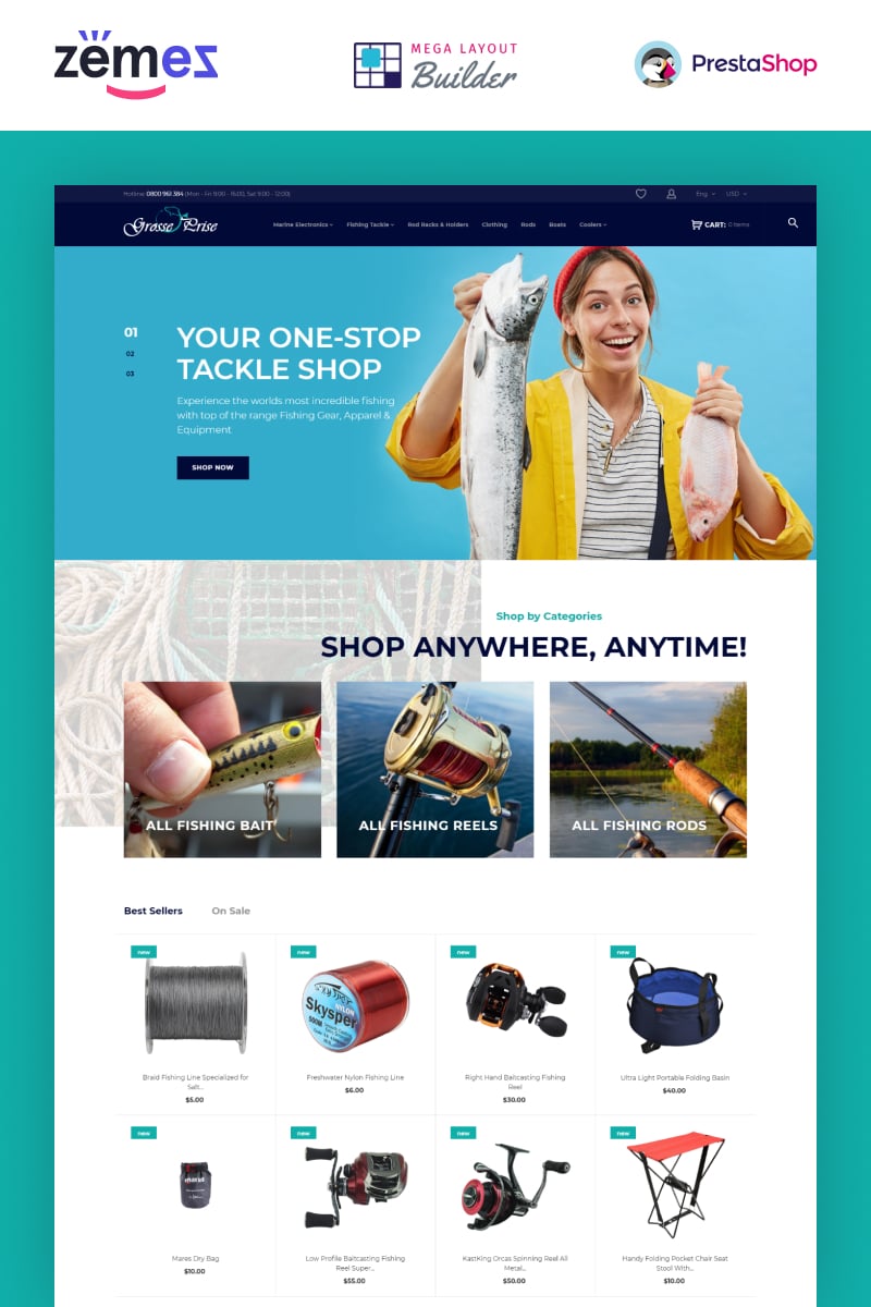 Grosse Prise - Fishing Gear Store PrestaShop Theme