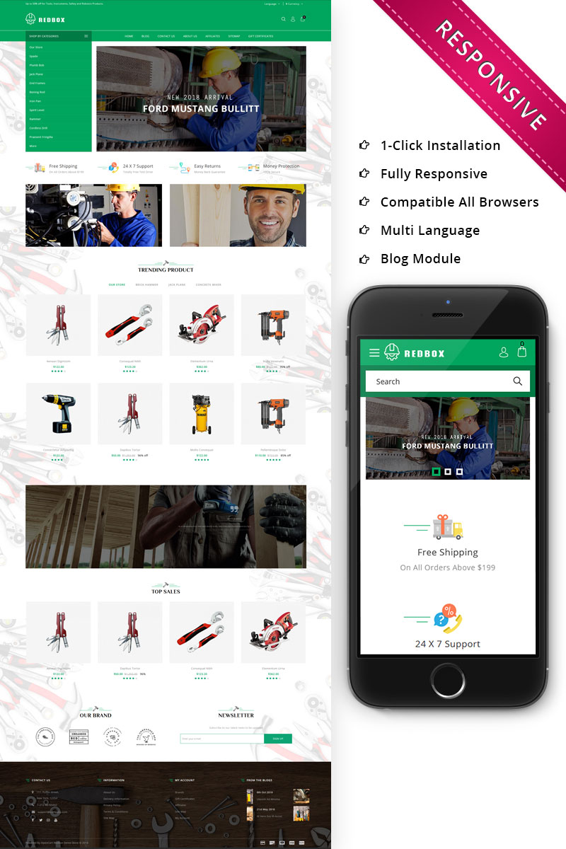 Modello OpenCart Responsive #73991 "Redbox - Automobile Shop Premium" - screenshot