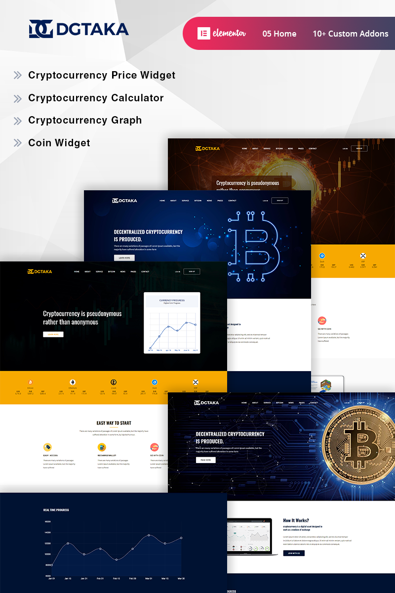 Tema De WordPress "Dgtaka - CryptoCurrency" #73901