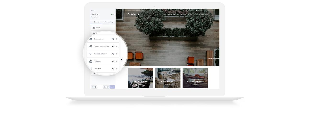 стильный внешний дизайн интернет-магазина shopify theme