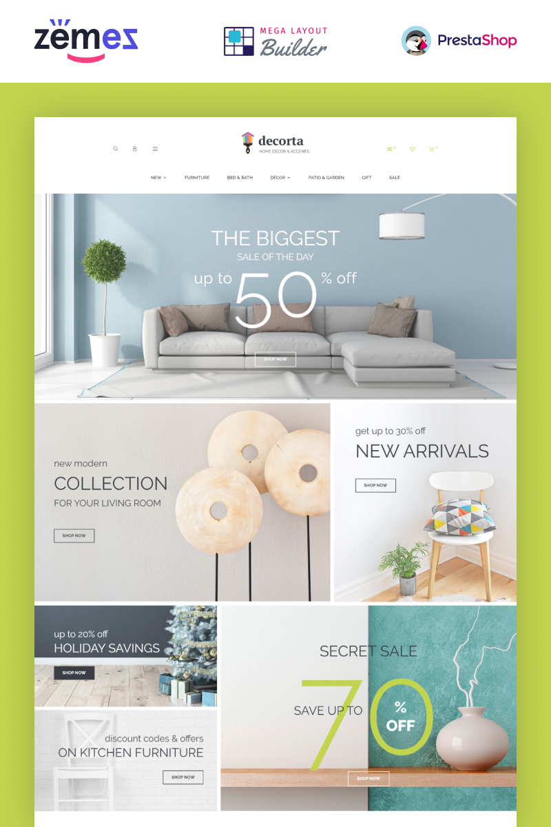 Responzivní PrestaShop motiv "Decorta - Furniture Store" #74074