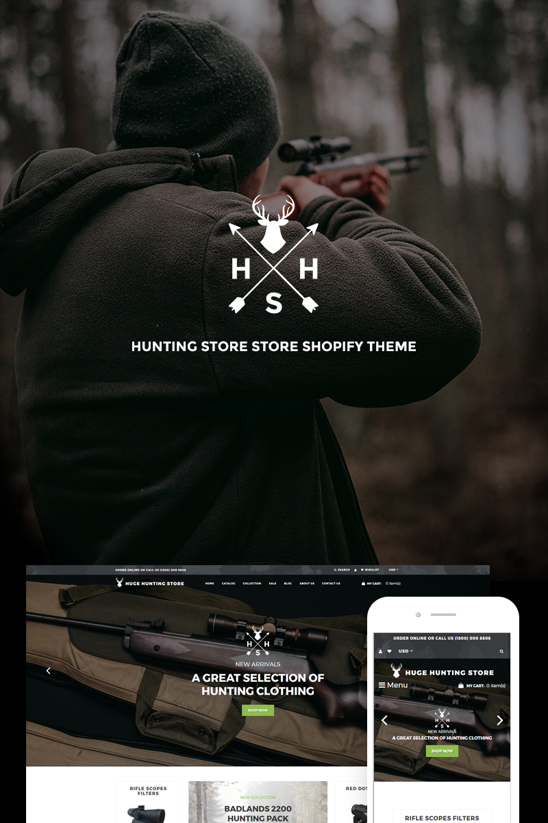 Responzivní Shopify motiv "Huge Hunting - Hunting Store" #74088 - screenshot