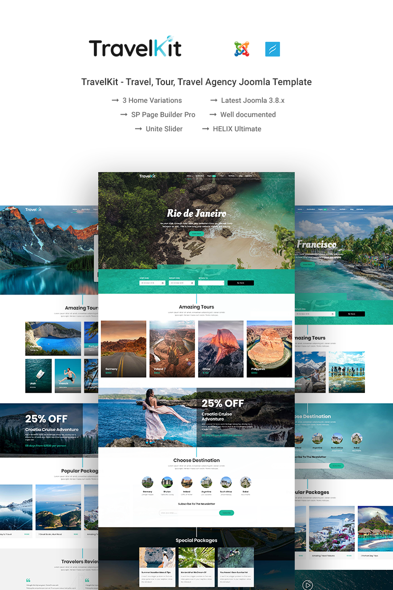 Reszponzív TravelKit Joomla sablon 74067