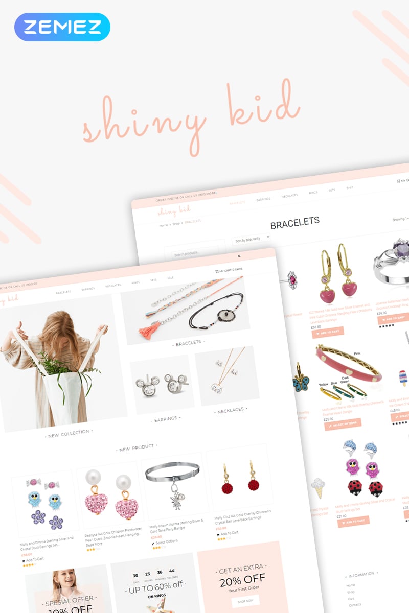 Tema WooCommerce "Shiny Kid - Children Jewelry Elementor" #74049