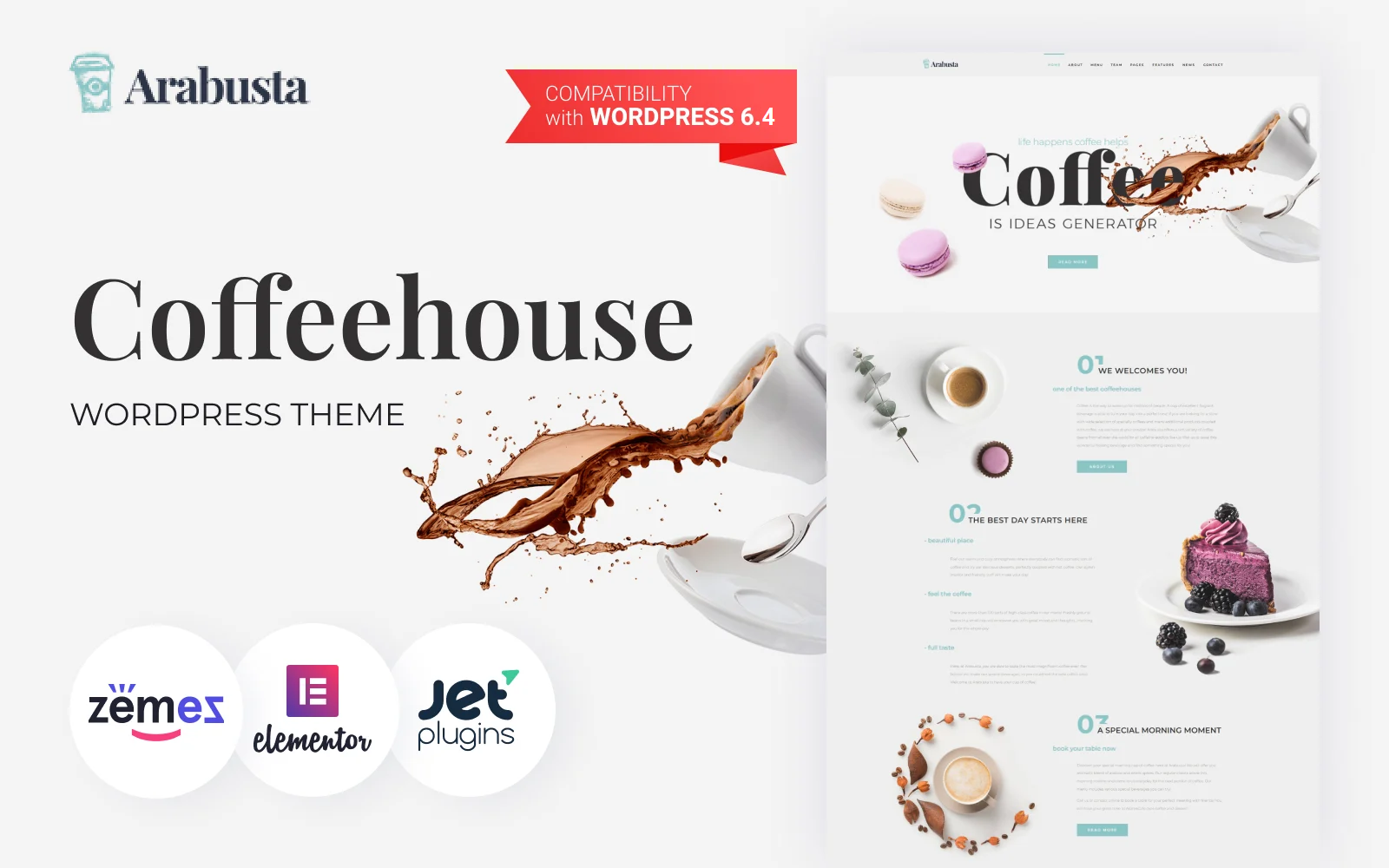 Arabusta - Coffeehouse WordPress Elementor Theme WordPress Theme