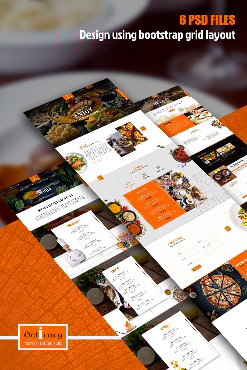 "Delicacy - Multipurpose Restaurant PSD Template" PSD Template №74131
