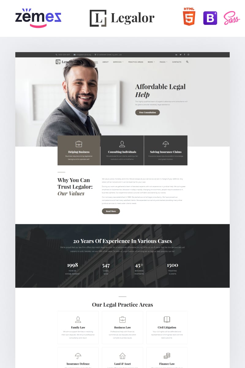 Plantilla Web "Legalor - Classy Law Company Responsive" #74194