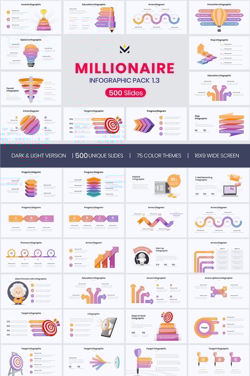 Prémium Millionaire-Elegant Infographic Pack 1.3 PowerPoint sablon 74120 - képernyőkép
