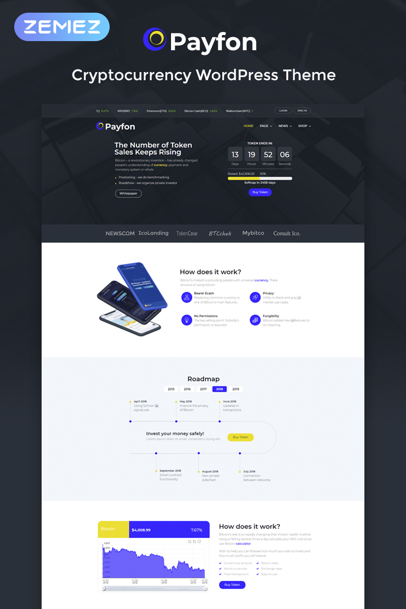 Responsive Payfone - ICO Elementor Wordpress #74165 - Ekran resmi